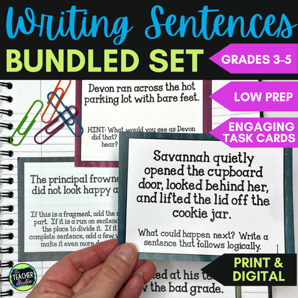 Teaching sentence writing using writing task cards