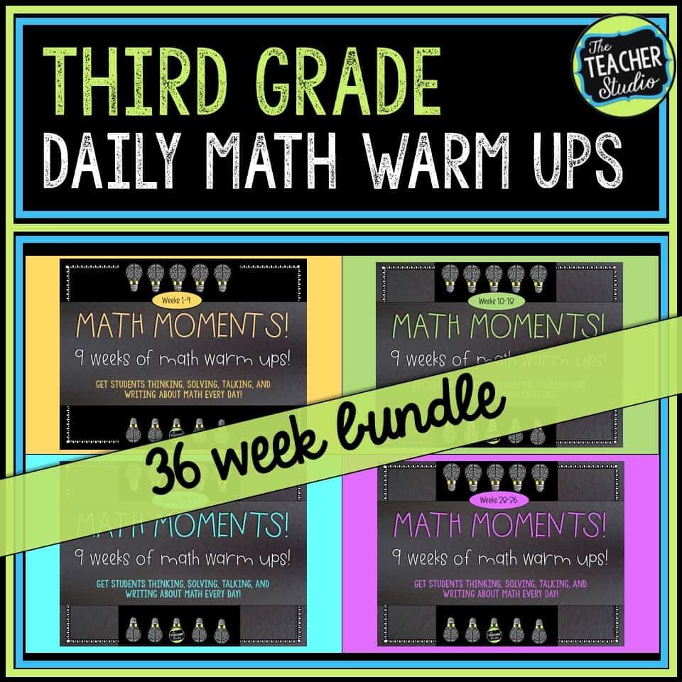 These math warm ups are perfect for getting students thinking about math, talking about math, and solving third grade math problems.