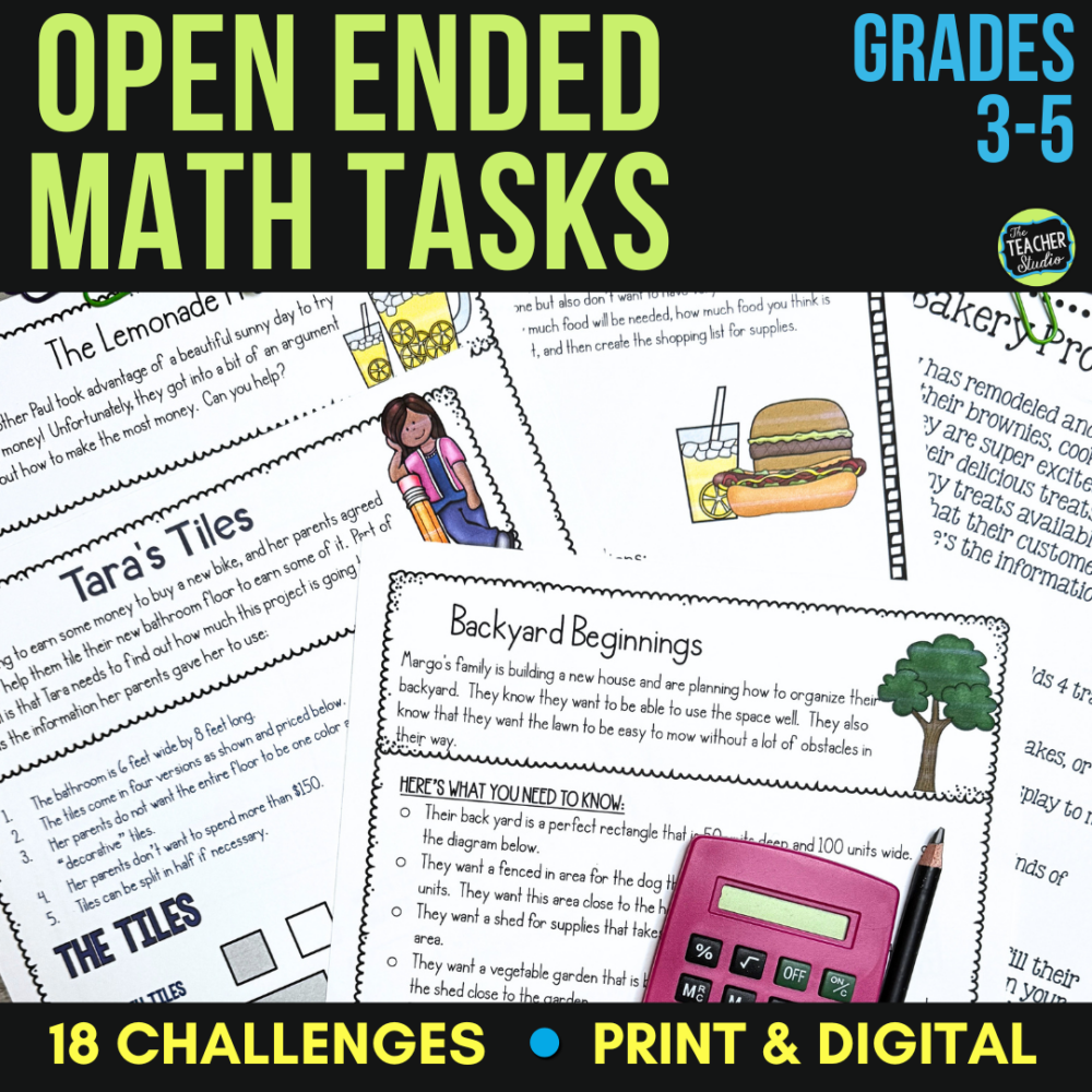 open ended math tasks, math problem solving tasks