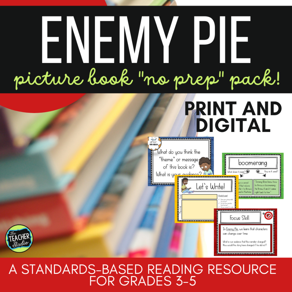 Teaching Enemy Pie with comprehension activities