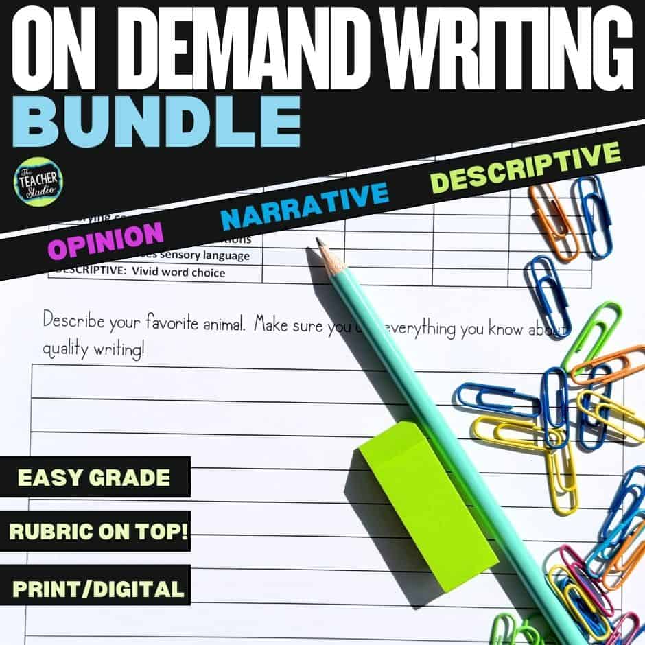 On Demand Writing Assessments - Easy Grade Writing Prompt BUNDLE Grades 3 - 5