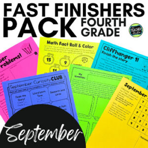 September 4th Grade Fast Finishers - 4th Grade Early Finishers - September Work