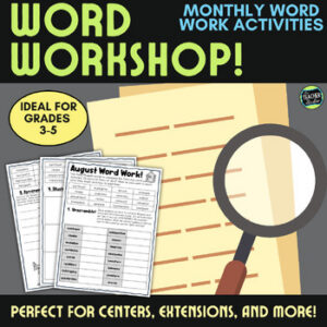 Monthly Spelling - Word Work Practice Activities Centers - Spelling Worksheets