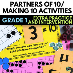 Grade 1 Partners of 10 worksheets - Make 10 Activities First Grade Friends of 10